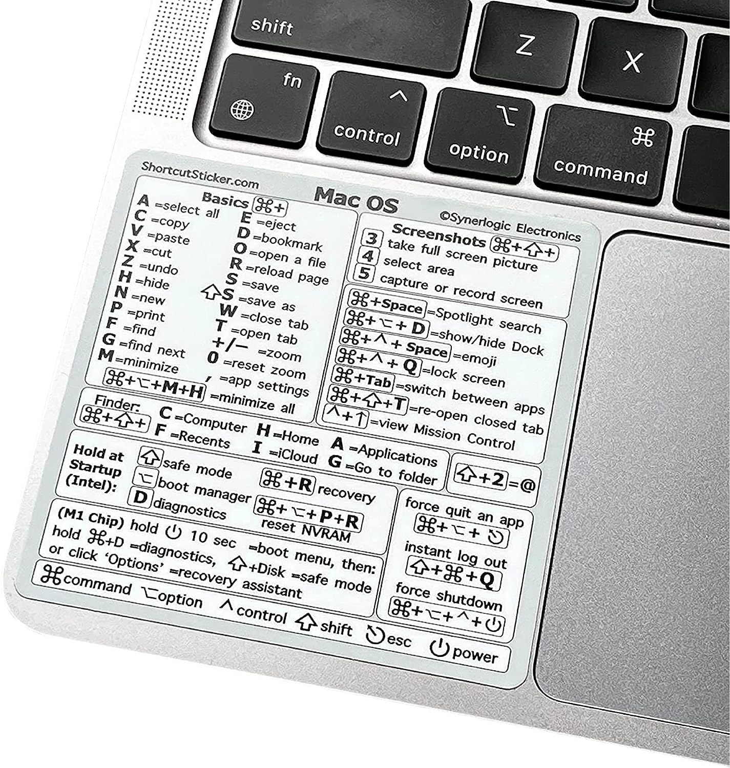 MacBook Shortcut Commands Sticker - Quick Reference Guide - 3.5" x 3" - Easy Application - Compatible with MacBook Air/Pro - No-Residue Vinyl