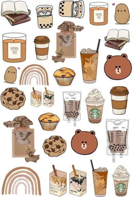 Aesthetic Sticker, VSCO Girls Stickers for Water Bottle, Luggage, Laptop | Trendy, Waterproof, Reusable (30 Pack)