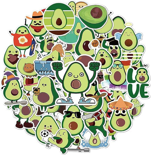 Sticker Chahiye Avocado Stickers for Water Bottles,Vinyl Waterproof Stickers for Water Bottle,50 Pcs Waterproof Vinyl Stickers for Water Bottle, Laptop, Phone Case, Guitaromputer,Phone,Guitar