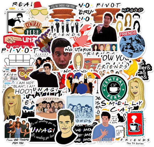 Sticker Chahiye Friends Stickers for Tv Show Pack,50 Pcs Vinyl Waterproof Stickers for Laptop,Phone,Water Bottles,Luggage,Helmets,Skateboardaesthetic Stickers for Teens,Christmas Gifts for Boys Girls