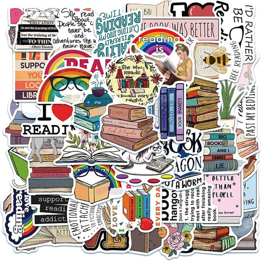 Sticker Chahiye Love for Reading Stickers - Set of 50, Waterproof Vinyl Decals for Laptop, Water Bottles, Classroom- Motivational Gift for Teens and Kids, Ideal for Students and Teachers