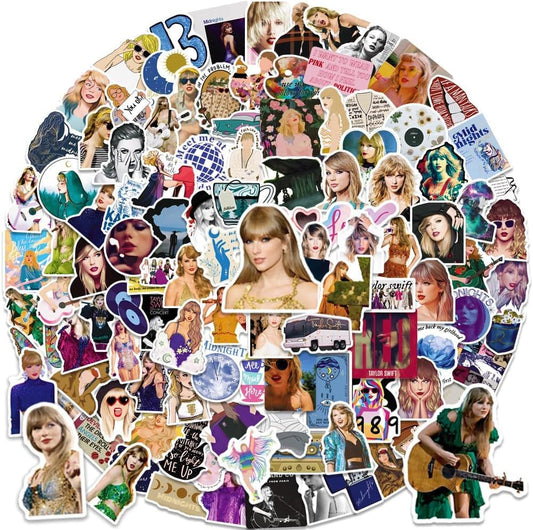 50 Pcs Taylor Swift Music Sticker Set: Pop Singer Album Collection for Teens & Adults | Waterproof Vinyl Decals for Water Bottles, Laptops, Phones, Skateboards, Bikes, & Parties