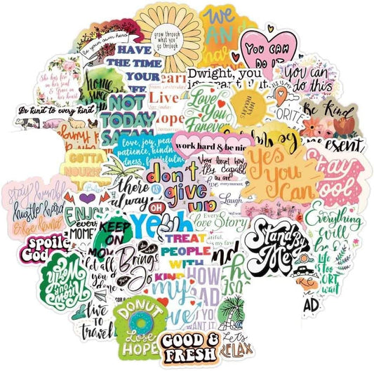 Sticker Chahiye 45 Pcs Motivational Stickers for Water Bottle Teens Kids, Vinyl Quote Stickers, Positive Stickers for Journaling Hydroflask Computer Decals Laptop Phone Case Skateboard Helmet
