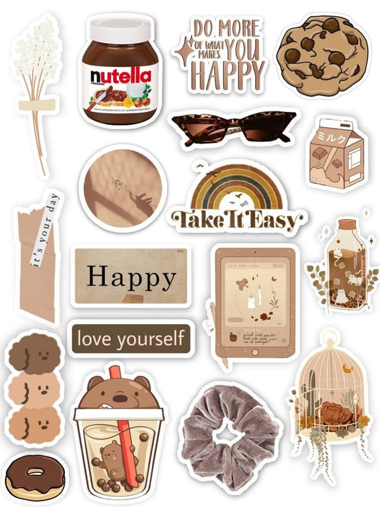 Sticker Chahiye Artistic Vsco Stickers - Aesthetic Vinyl Decals for Journaling and Personalizing Water Bottles, Ideal for Teens and Kids
