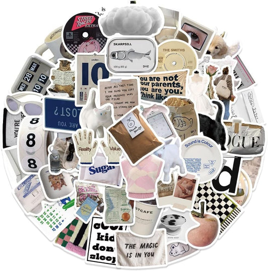 Stickers Aesthetic Waterproof Laptop Stickers Decals 50 Pcs for Water Bottle Laptop Computer Skateboard Bumper,Aesthetic Vsco Vinyl Stickers for Kids Teens Girls