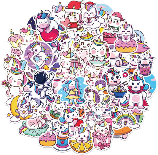 Sticker Chahiye 50 Pcs Adorable Unicorn Stickers for Children, Waterproof Vinyl Stickers for Water Bottles, Phones, Skateboards, Hydro Flasks, Notebooks, and Laptops Sticker Packs Available