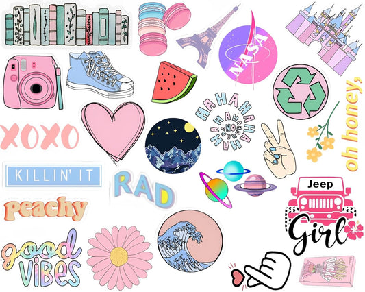 Sticker Chahiye Aesthetic Vsco Stickers Pack - Retro Vinyl Decals for Water Bottles, Laptop, Phone - All Ages