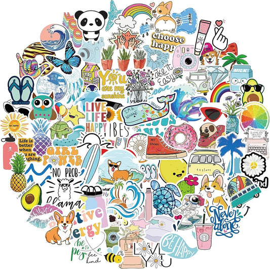 Sticker Chahiye 50 Pcs Cute Vsco Vinyl Aesthetic Waterproof Stickers Laptop Hydroflask Skateboard Computer Stickers for Teens Kids Girls