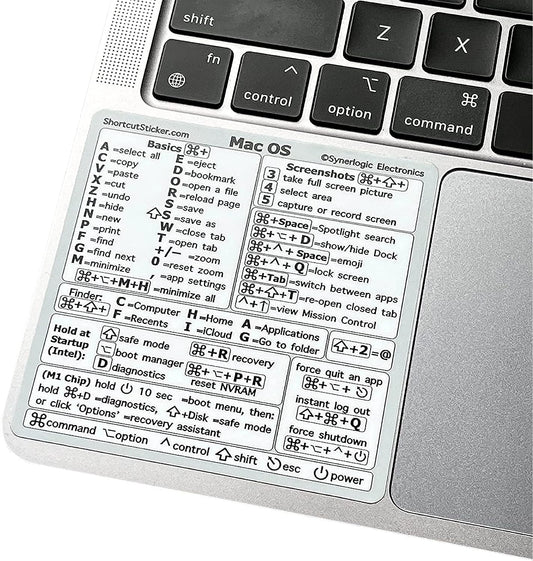 MacBook Shortcut Commands Sticker - Quick Reference Guide - 3.5" x 3" - Easy Application - Compatible with MacBook Air/Pro - No-Residue Vinyl