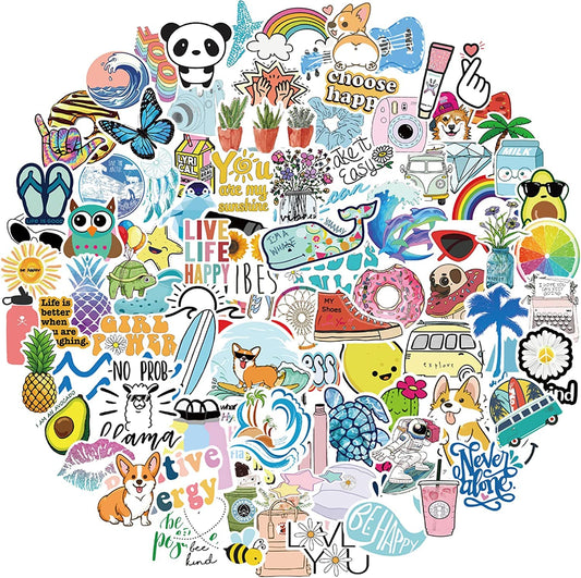 Stickers for Water Bottles, 50 Pack/PCS Cute Vsco Vinyl Aesthetic Waterproof Stickers Laptop Hydroflask Skateboard Computer Stickers for Teens Kids Girls