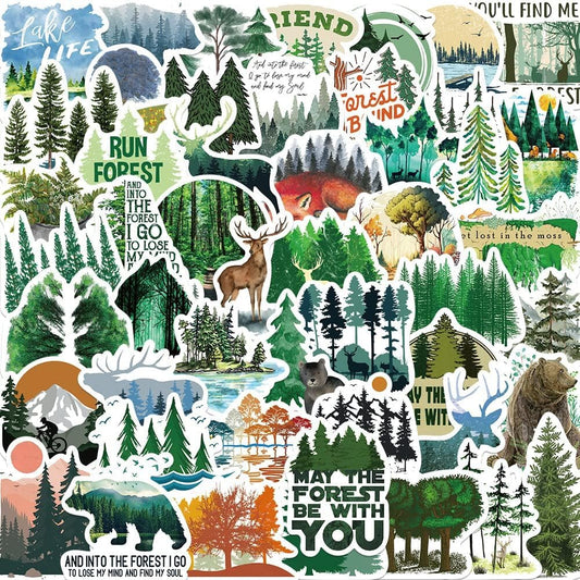 Sticker Chahiye Set of 50 forest Stickers - Green forest Stickers for Teens, Boys, and Girls - Vinyl Sticker Pack for Skateboards, Guitars, Doors, Laptops, Luggage, Cars, Bikes, Water Bottles