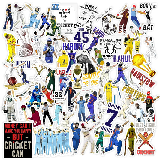 Set of 50 Cricket Stickers: Add Sporty Flair to Scrapbooks, Laptops, Journals & More