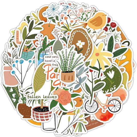 Sticker Chahiye Vsco Plants Flowers Stickers 50Pcs Colorful Ins Style Plants Flowers Vsco Waterproof Stickers for Decoration Planner Phone Case Scrapbook Journals Suitcase Decoration