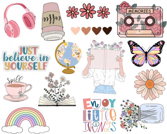Alt text: "Vintage aesthetic vinyl stickers for laptops – Sticker Chahiye"