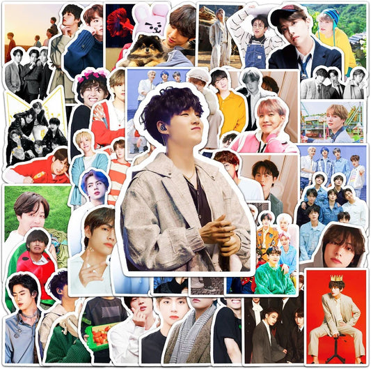 BTS Stickers Kpop Waterproof Vinyl Stickers Pack of 50-Suitable for Laptop Travel Case Notebook Phone Car Scrapbook Water Bottle Bike Graffiti Decals,Kid/Teen