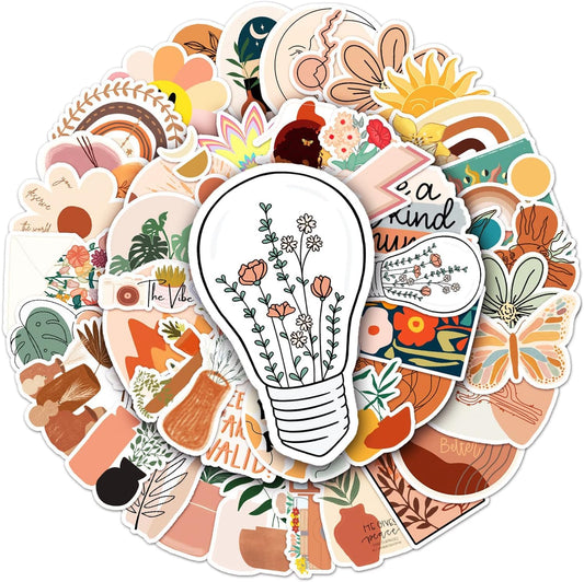 Sticker Chahiye 50Pcs Boho Stickers for Water Bottles Minimalist Abstract Line Western Vintage Aesthetic Art Graffiti for Water Bottle,Laptop,Phone,Skateboard Stickers for Teens Girls Kids