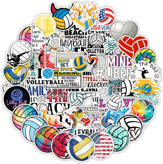 Sticker Chahiye Volleyball Decals, Set of 50 Motivational Volleyball Water Bottle Stickers, Perfect for Adding Vinyl Waterproof Stylings to Any Surface, Be It Notebooks Or Elsewhere