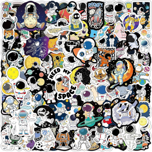 Sticker Chahiye 50 Pcs Adorable Stickers for Water Bottles, Featuring Space Designs - Perfect Pack for Boys' Bikes, Girls' Laptops, Teen Skateboards - Set includes Funny Space Astronaut