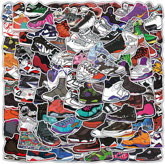 Sneaker Stickers: 50 Pcs Vinyl Waterproof Stickers Featuring Hype Beast Designer Styles for Laptops, Water Bottles, Hydroflasks, Skateboards. Designed for Adults, Teens.